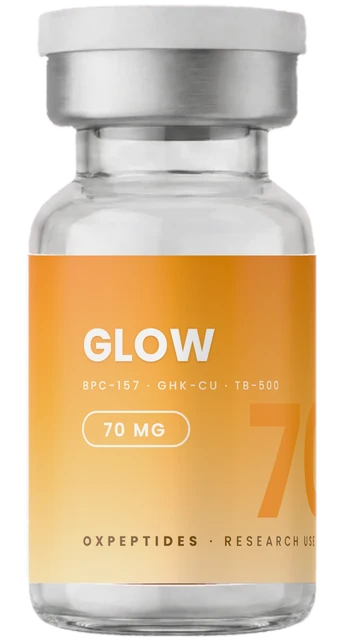 GLOW 70 mg — versiegelte lyophilisiertes Durchstechflasche, GLOW Etikett